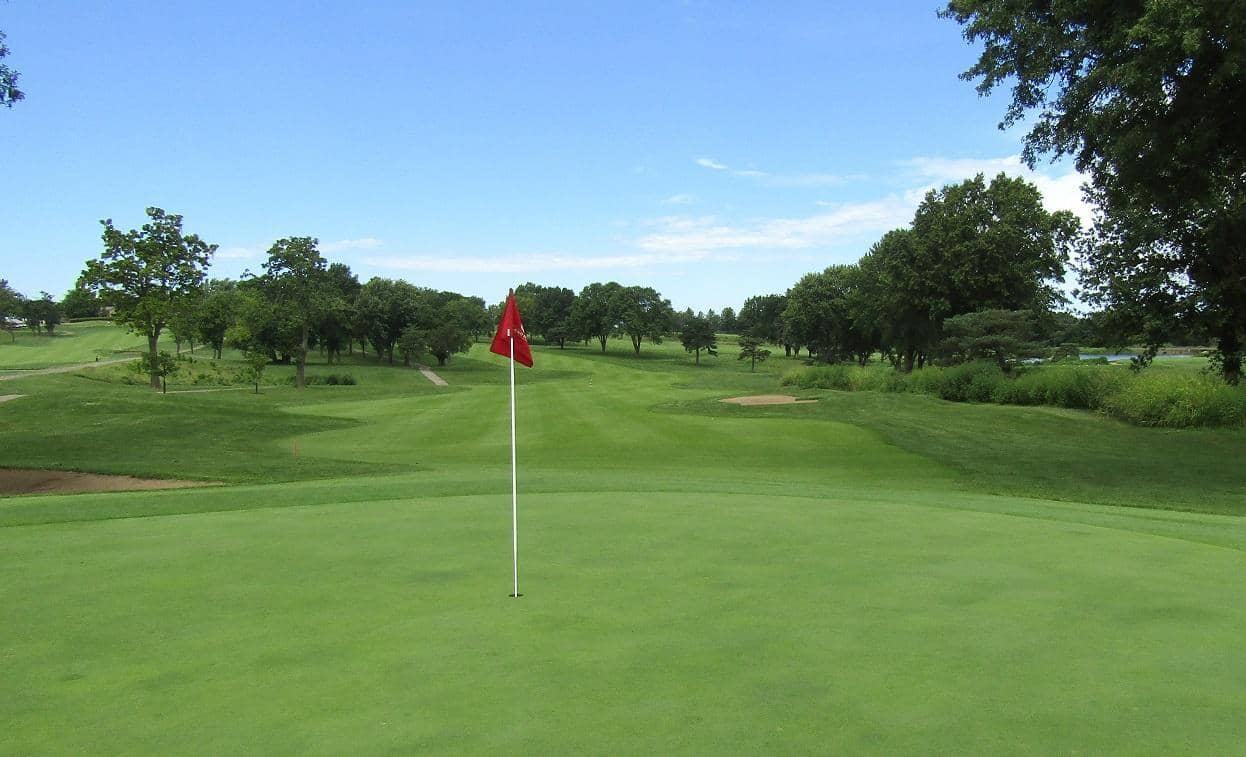 golf course hole with flag